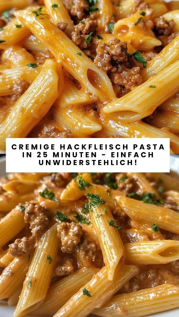 Cremige Hackfleisch Pasta in 25 Minuten zubereitet, köstliches Rezept für ein schnelles Abendessen