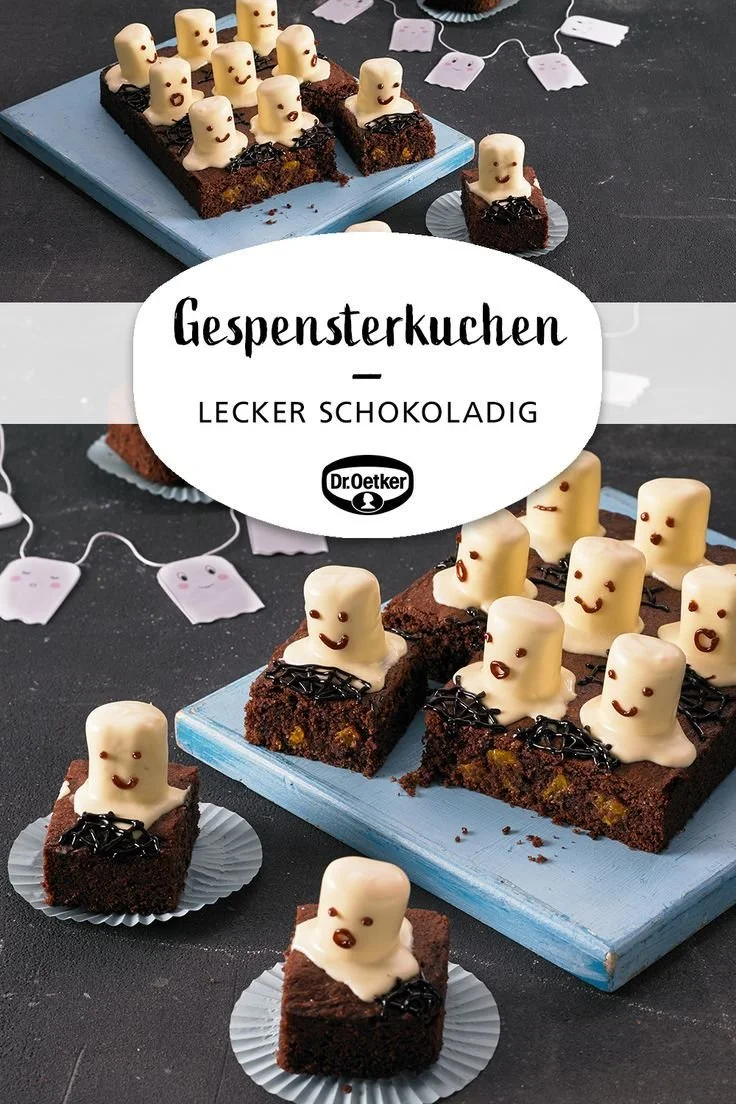 Geisterkuchen Rezept von Dr. Oetker mit gruseliger Deko für Halloween.