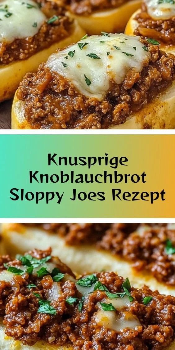 Knoblauchbrot Sloppy Joes mit knusprigem Brot und würzigem Fleisch