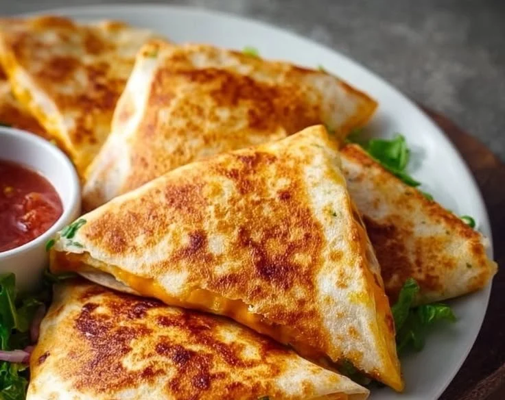 Knusprige Wrap Ecken im Airfryer serviert auf einem Teller