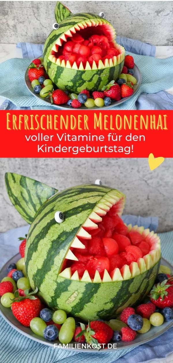 Anleitung zum Basteln eines Melonen Hais für Kindergeburtstage