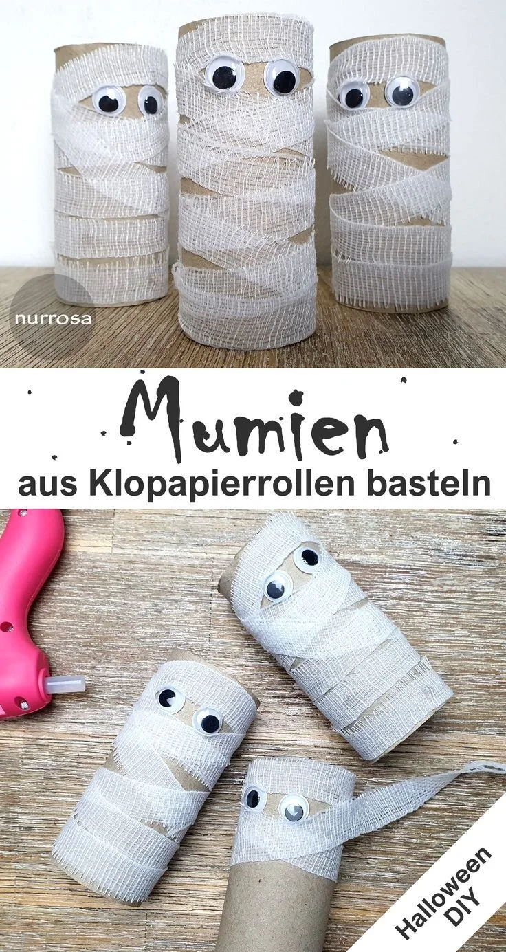 DIY Mumien aus Klopapierrollen basteln - kreative Bastelideen für Kinder