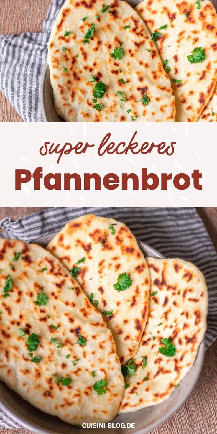 Hausgemachtes Naan Brot aus der Pfanne für leckere Gerichte.