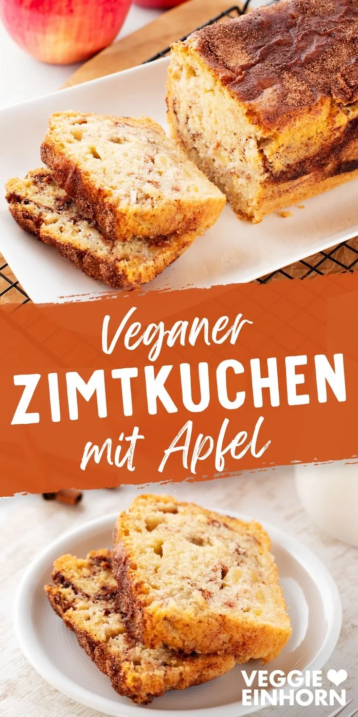 Saftiger veganer Zimtkuchen mit Apfel aus der Kastenform