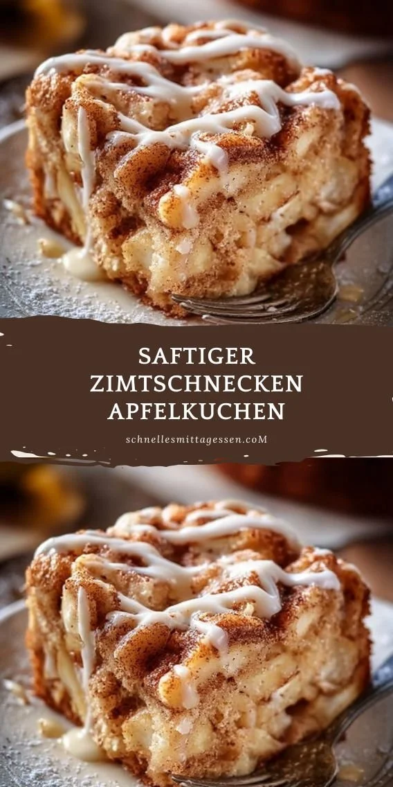 Saftiger Zimtschnecken Apfelkuchen mit Zimt und frischen Äpfeln
