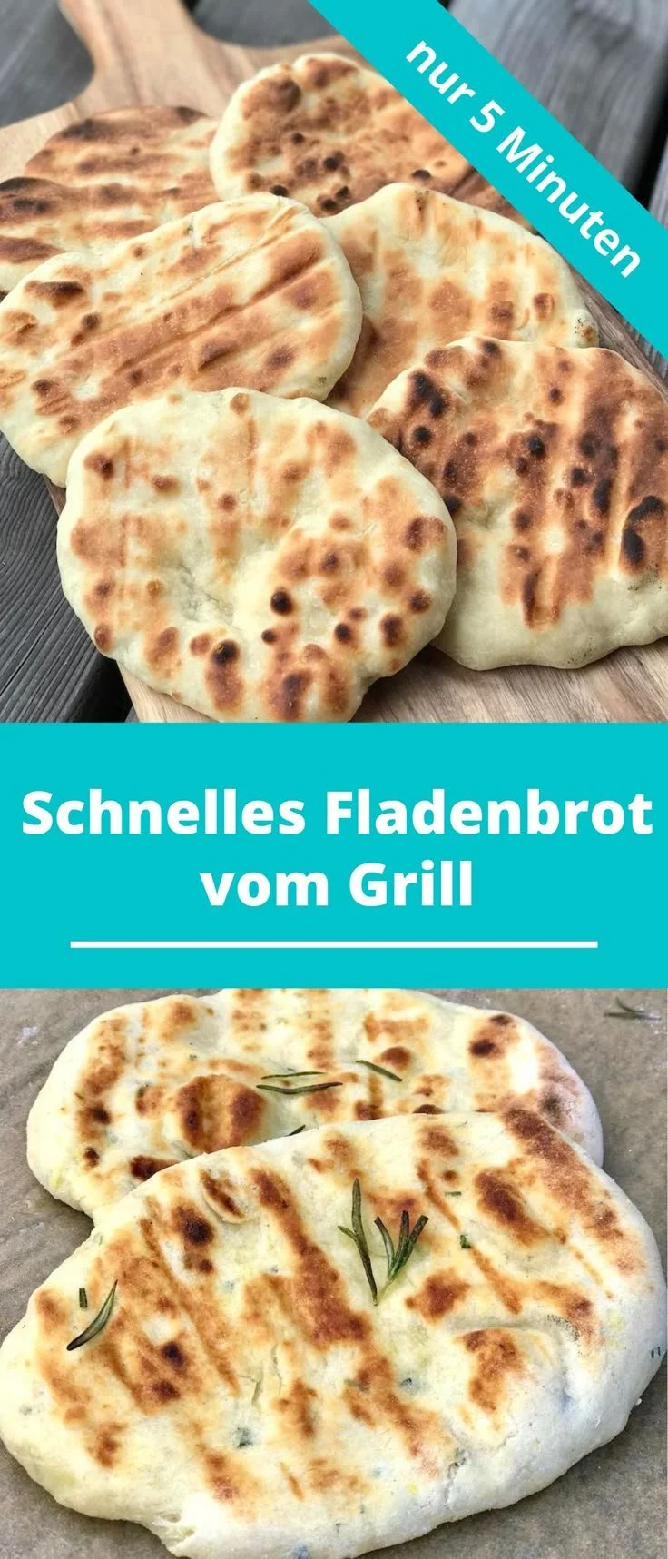 Schnelles Fladenbrot vom Grill auf einem Grillrost