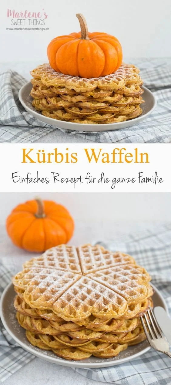 Süße Kürbis Waffeln auf einem Teller serviert