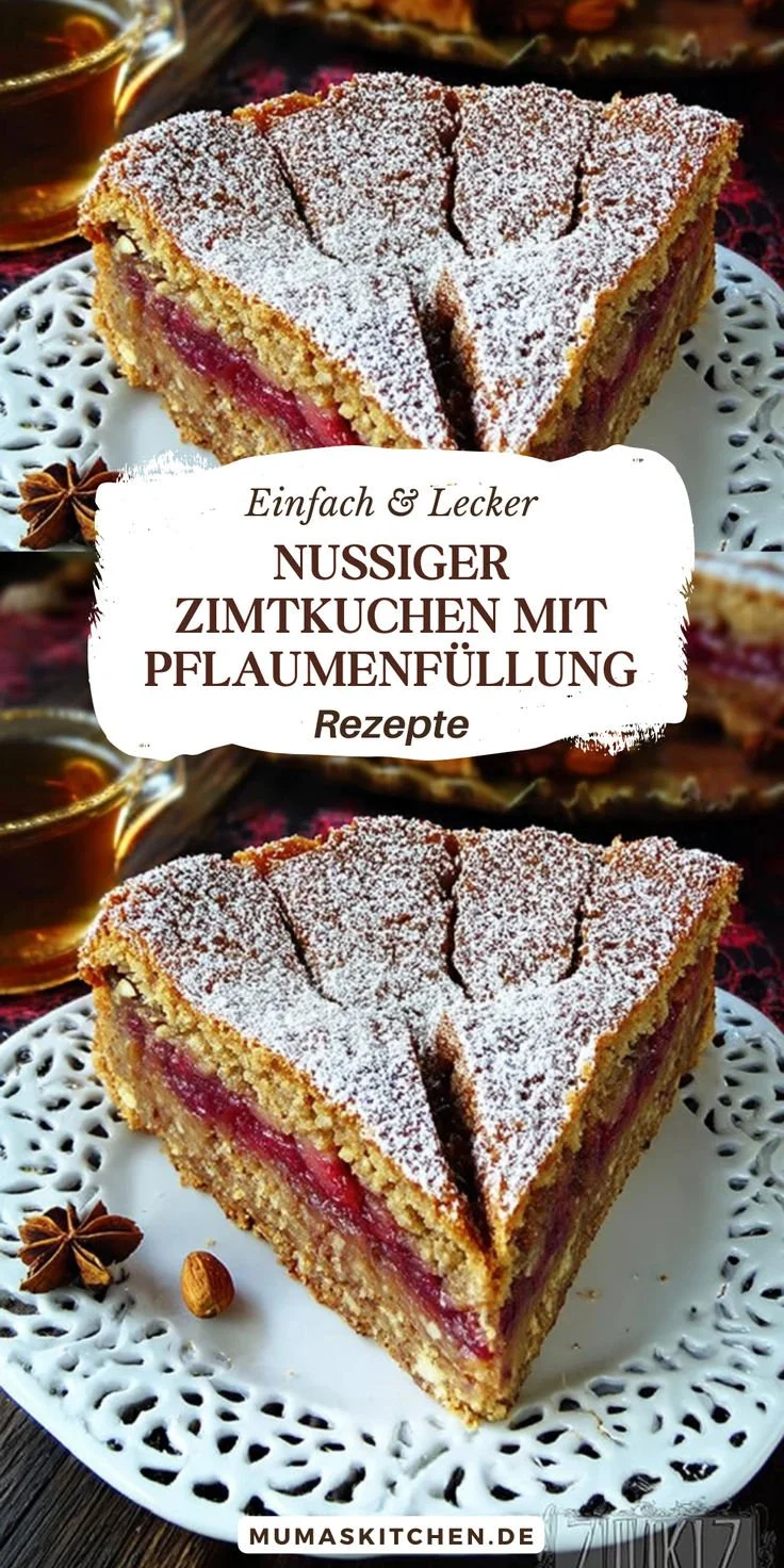 Nussiger Zimtkuchen mit Pflaumenfüllung für Weihnachten
